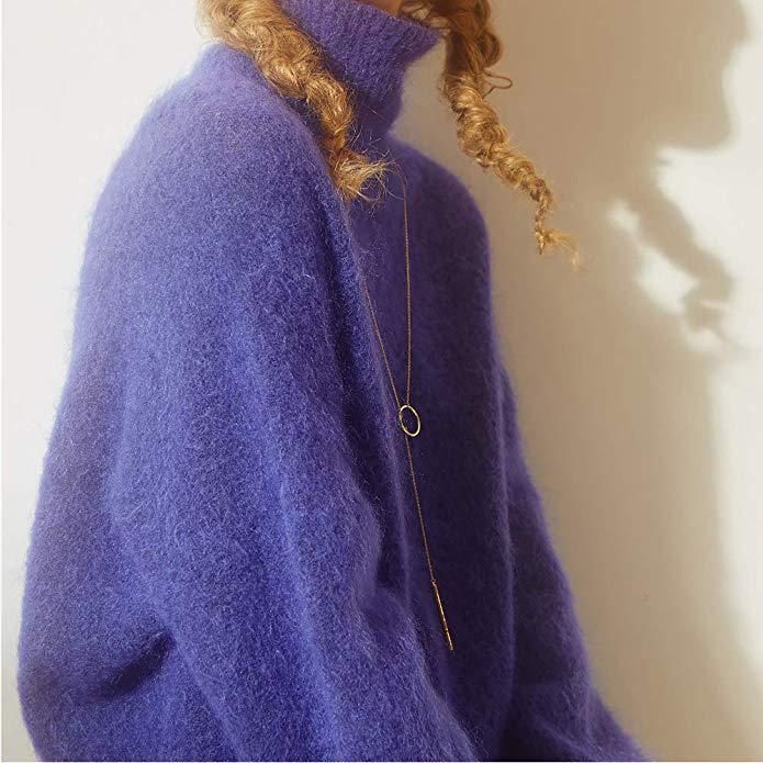 Fashion New Personalized Simple Circle Stick Necklace Cold Wind Long Fringed Collarbone Chain_voghion.com
