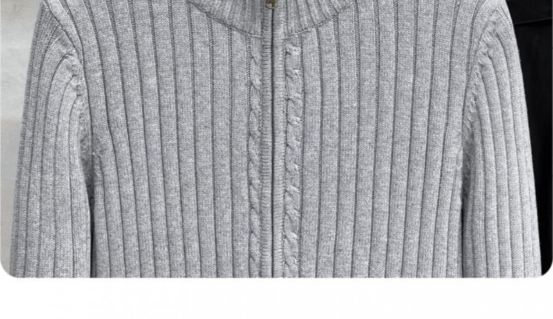 Cardigan de style américain pour homme, couleur unie, version coréenne, fermeture éclair, vêtement d'extérieur, pull tricoté décontracté, automne-hiver_voghion.com