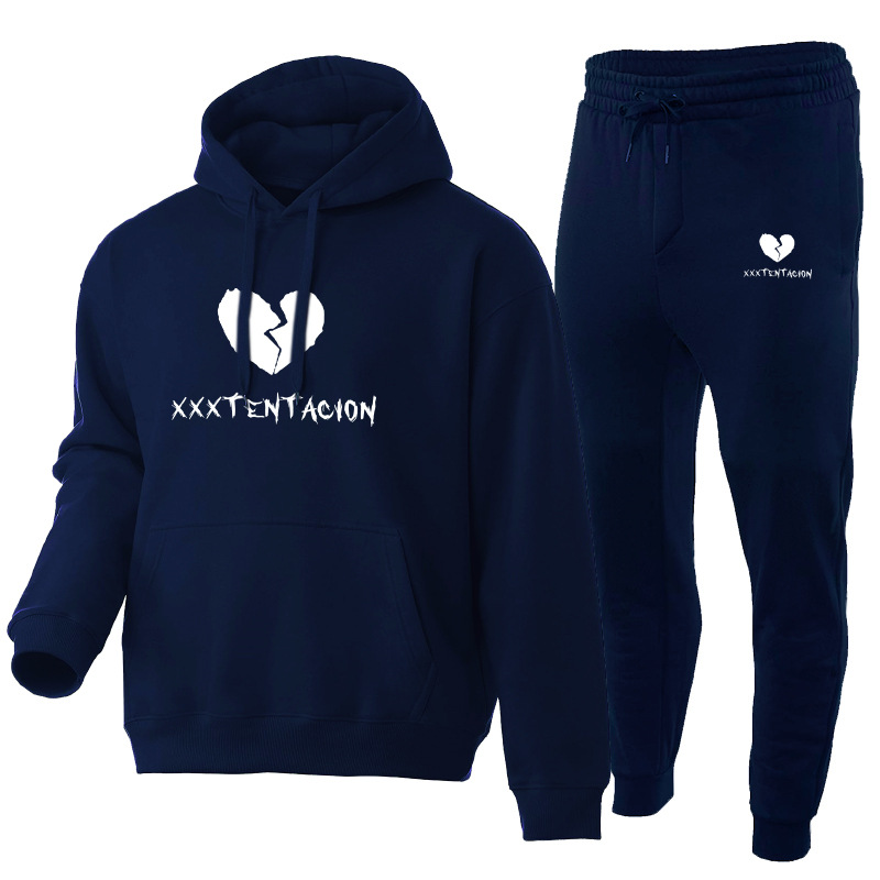 Xxxtentacion bedrucktes Hoodie-Set aus Herrenpullover, Hose und weicher Sportbekleidung_voghion.com