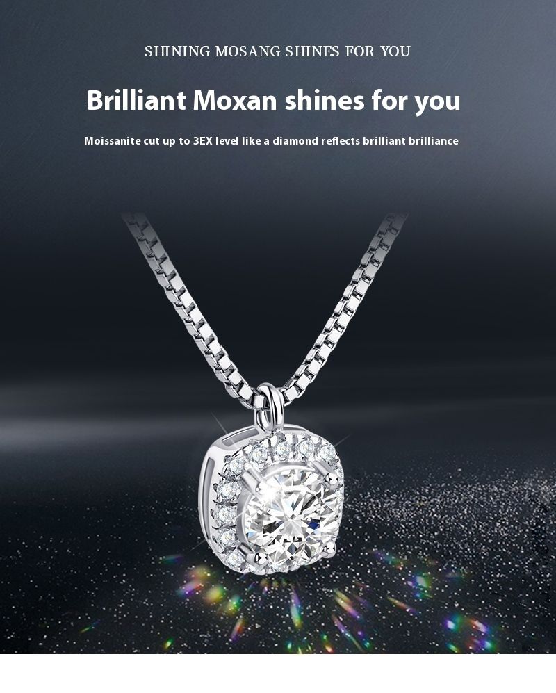 Internautas con el mismo estilo de collar de piedra Mosang, plata esterlina para mujer, pequeño azúcar, versátil, de alta gama_voghion.com