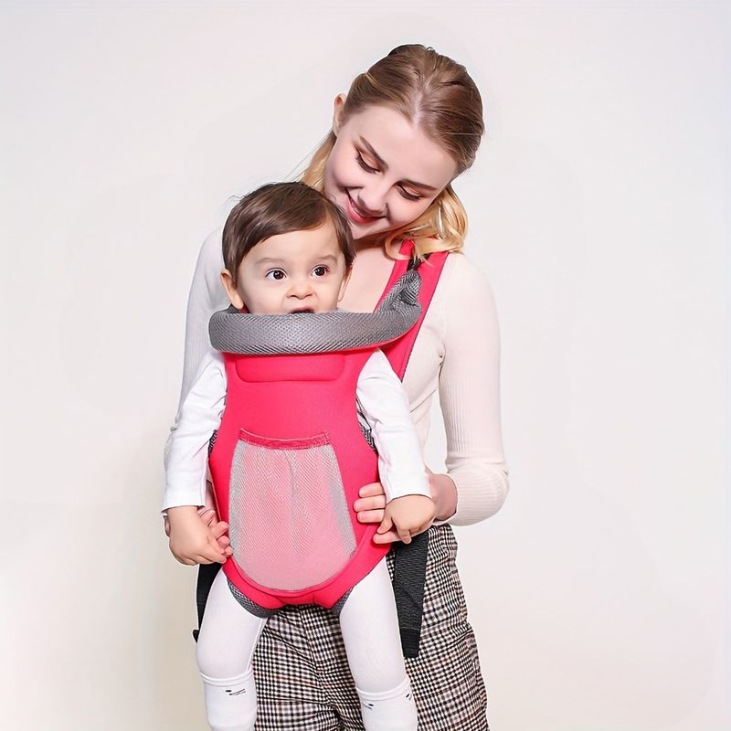 Mother & Kids Cybee Baby Carrier With Waist Stool, Large Breathable Pockets, Ergonomic Design For 0-3 Years, Max 20kg, Red/Blue (Color Options)_voghion.com