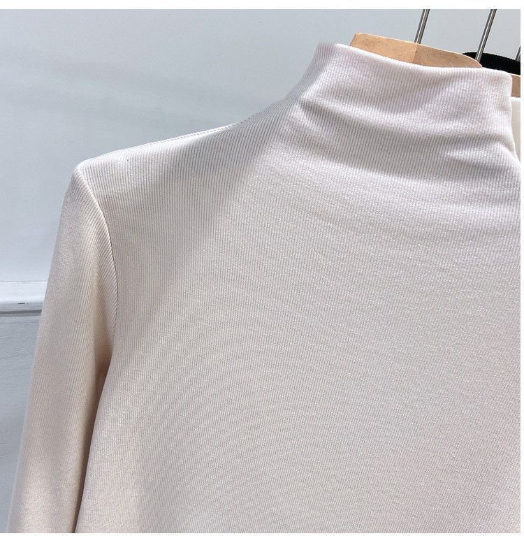 Maglia termica da donna con collo alto e fodera in pile - Maglia a maniche lunghe in morbida maglia spazzolata per l'inverno, camicetta casual slim fit con collo alto_voghion.com