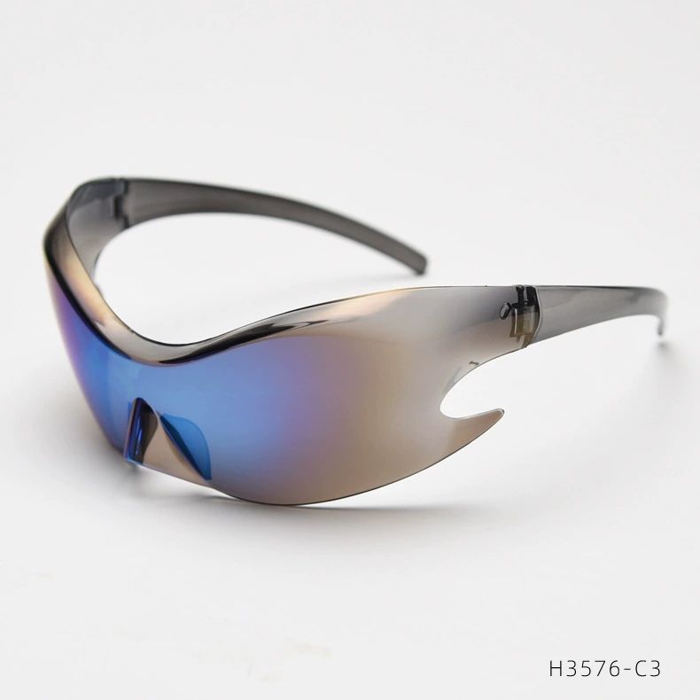 LazyZoom Fashion Cool Avant-Garde Fashionable One-Piece Sunglasses Future Technology Style Integrated Concave Modeling Ball Cat_voghion.com