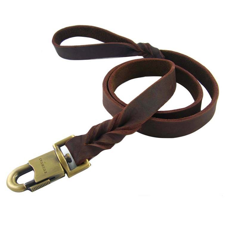 Extra Wide Golden Retriever Supplies Pet Leash Dog Rope Cowhide_voghion.com