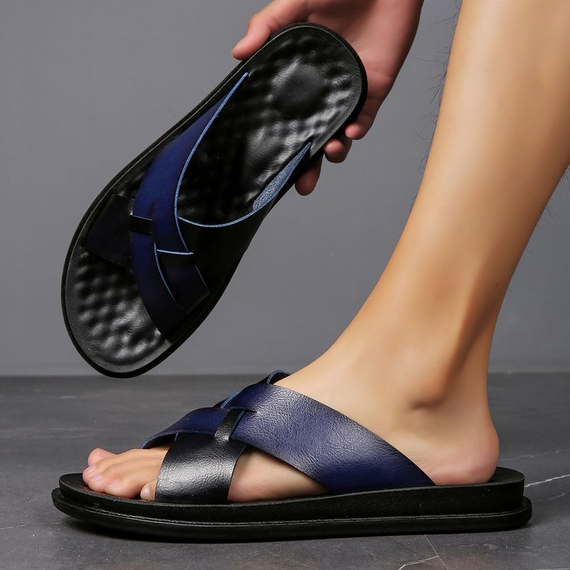 Men's Casual Slippers With Soft Soles Wearing Beach Shoes, Lightweight Comfortable For Home Use, Slip Resistant And_voghion.com