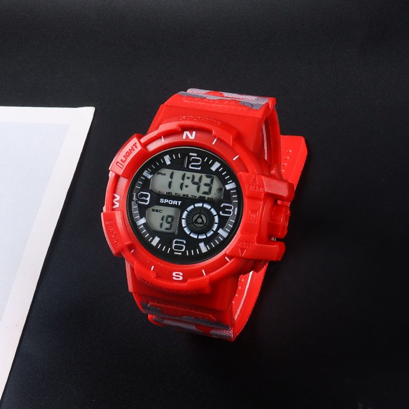 Children's Camouflage Waterproof Watch,men's And Teenagers' Multifunctional Night Light Alarm Clock,stopwatch,electronic Watch, Outdoor Sports Watch_voghion.com