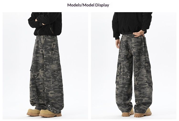 Pantaloni mimetici americani pesanti Cove da uomo, marchio di tendenza autunnale, versatili pantaloni cargo a gamba larga da paracadutista, negozi di abbigliamento_voghion.com