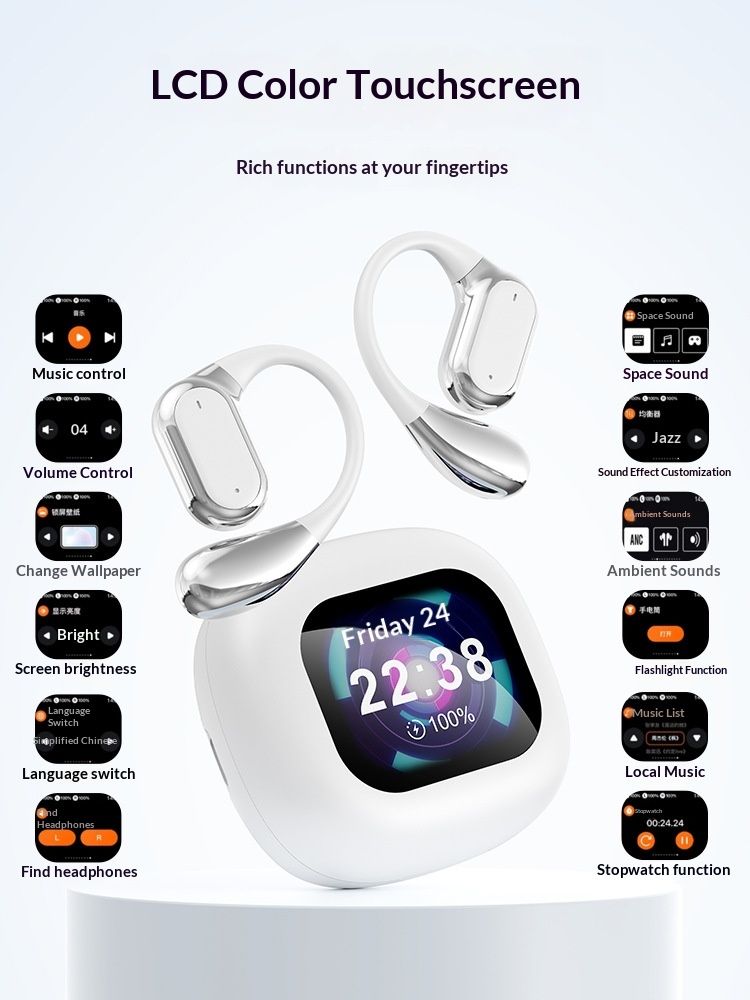 NeoGear Smart AI Q18 Bluetooth Earphones Color Screen OWS Ultra-Long Battery Life Noise Reduction Multi-Language Translation_voghion.com