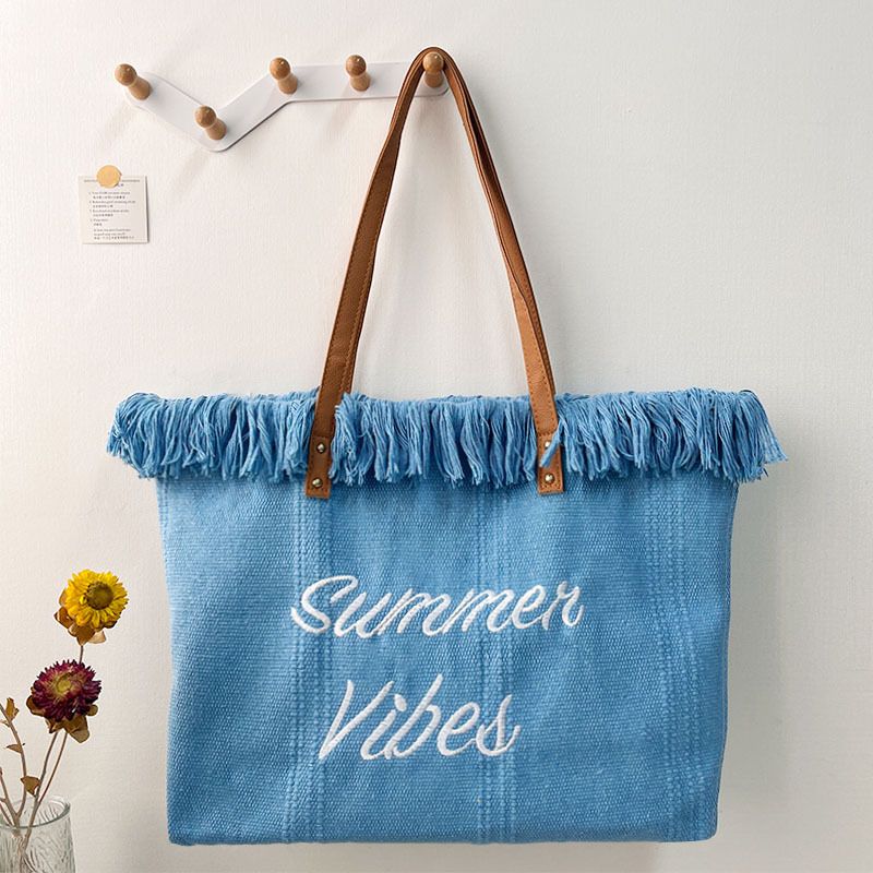 New SUMEER Zipper Large Capacity Tassel Beach Women's Shoulder Bag_voghion.com
