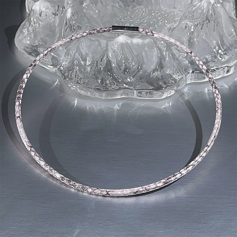 Designer Minimalist Personality Python Leather Rope Magnetic Necklace Female Minority Pure Style Fashion Temperament High Sense Choker_voghion.com