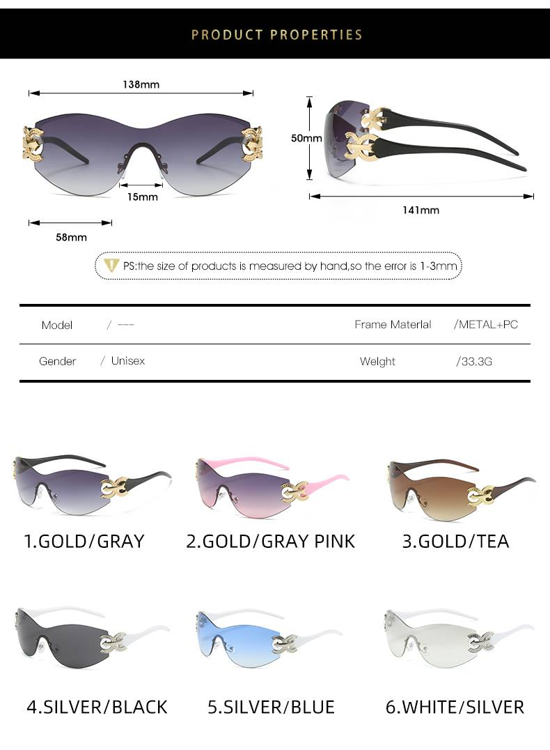 Neue stilvolle randlose, rahmenlose rechteckige Sonnenbrille für Damen_voghion.com