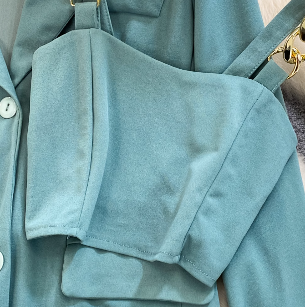 Dametøj Modejakkesæt kvinders højtaljede blyantbukser professionelle nipunktsbukser tredelt camisole løs jakkesæt jakke forår_voghion.com