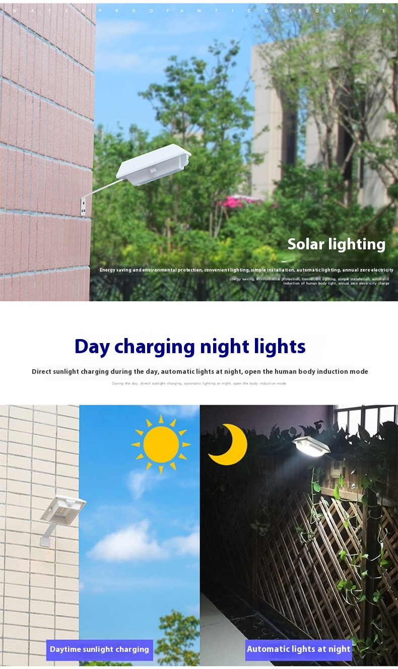 Zonne-energie buitenlamp 10led licht menselijk lichaam inductie vierkante wastafel zonne-dakrandlamp wandlamp_voghion.com