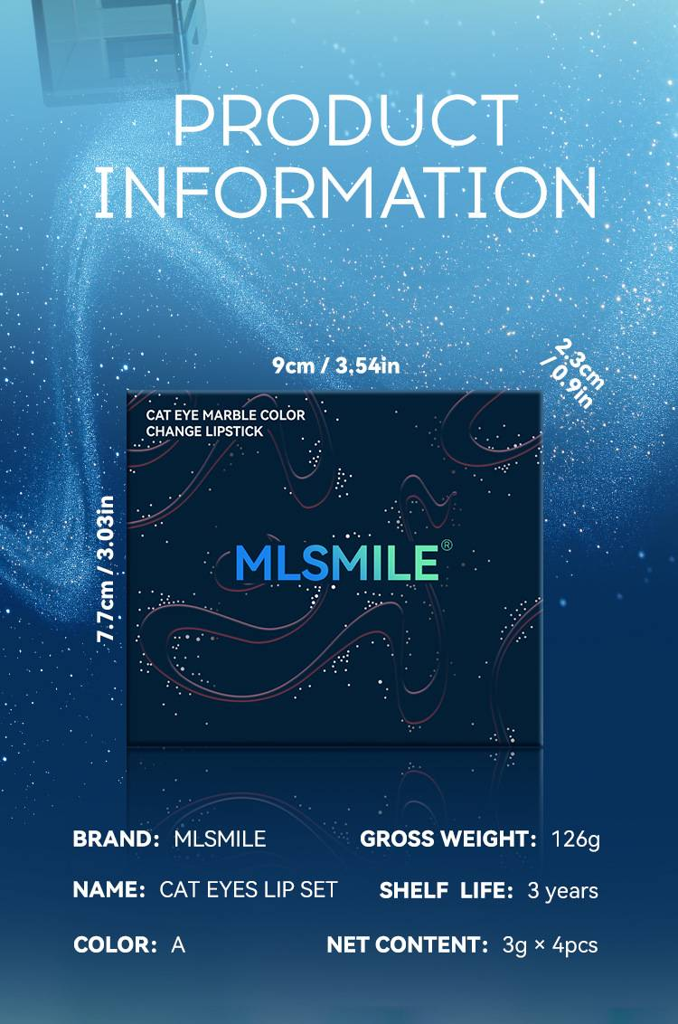 MLSMILE 4-Piece Cat-Eye Temperature-Changing Lipstick Set - Thousand People, Thousand Colors, Fine Glitter, Non-Stick Cup Color-Changing Lip Balm_voghion.com