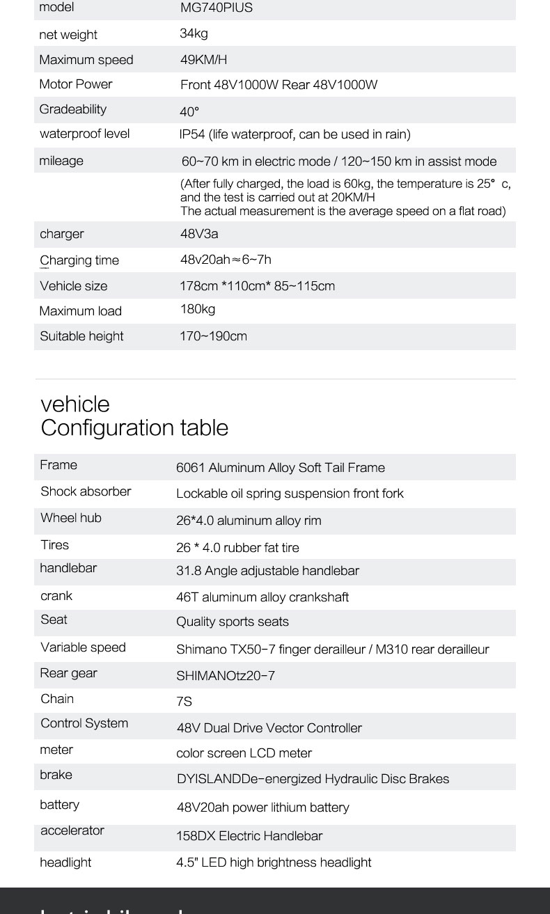 LANKELEISI MG740PLUS Elektrische Fiets 2000W 26" 48V 20AH Dubbele Motor Mountainbike_voghion.com
