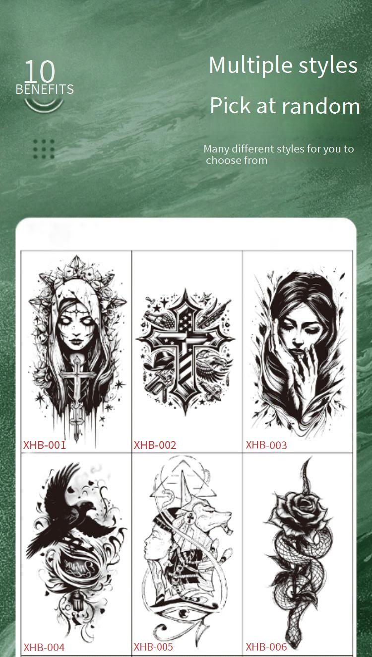 40 styles de tatouages temporaires imperméables – Faux tatouages pour bras complet pour hommes/femmes, autocollants d'art corporel DIY (210 mm x 114 mm)_voghion.com