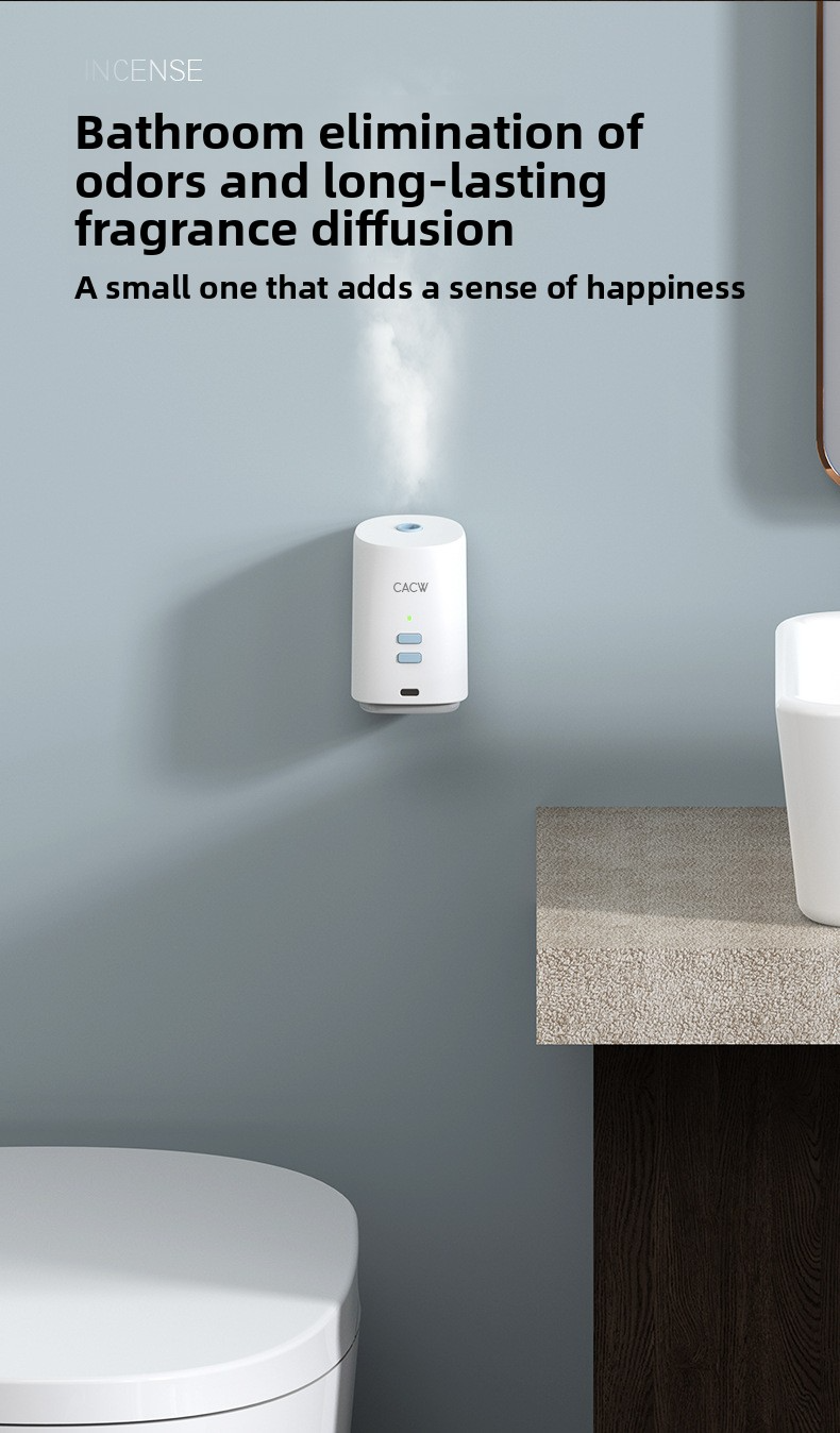 Wall-Mounted Aroma Diffuser – Battery-Powered Automatic Spray For Home | Silent Air Freshener With Adjustable Mist & 6 Premium Scents (White)_voghion.com