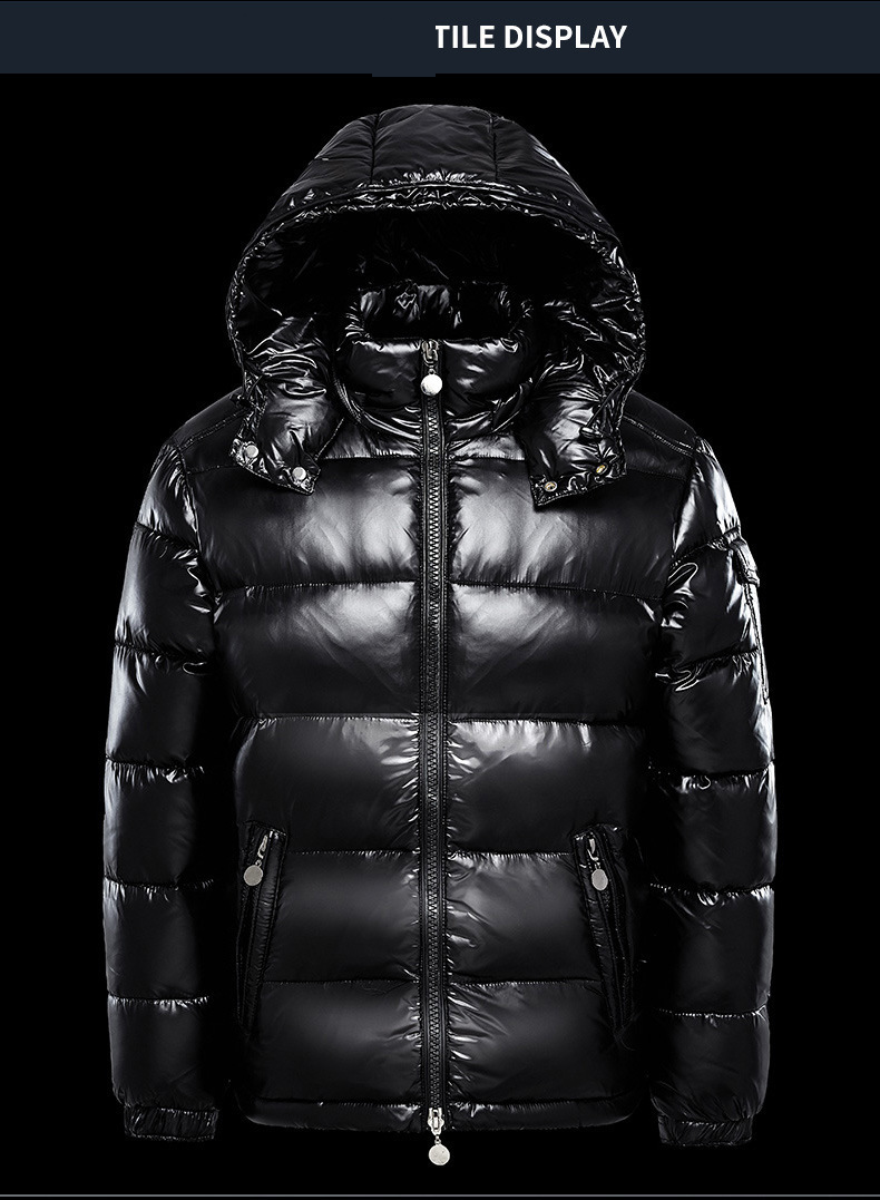 Cappotto invernale unisex con cappuccio - Giacca antivento foderata in pile spesso per uomo e donna, vestibilità oversize, capospalla nero lucido per casual e attività all'aperto_voghion.com