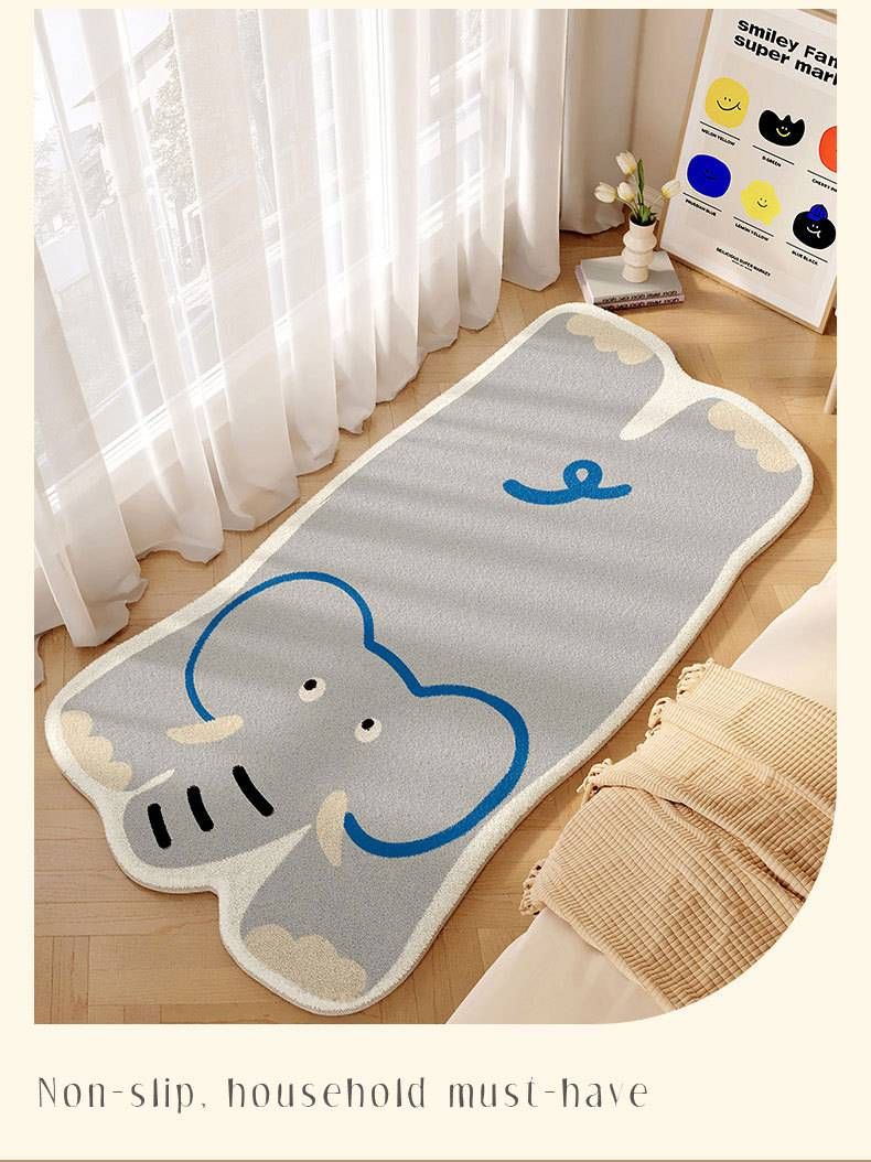 Plush Cartoon Animal Rug – Super Soft Faux Wool Runner Carpet For Kids’ Room, Bedside & Play Area, Machine Washable Non-Slip Floor Mat_voghion.com