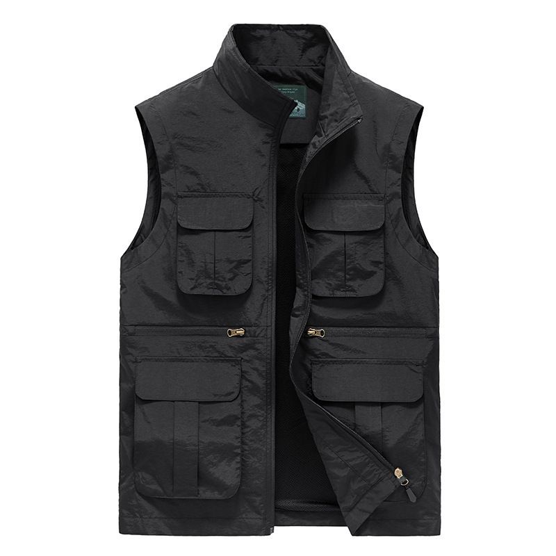 Men's Water-Resistant Tactical Vest – Lightweight Nylon Multi-Pocket Jacket For Outdoor Work & Urban Exploration (Up To 8XL, 5 Colors)_voghion.com