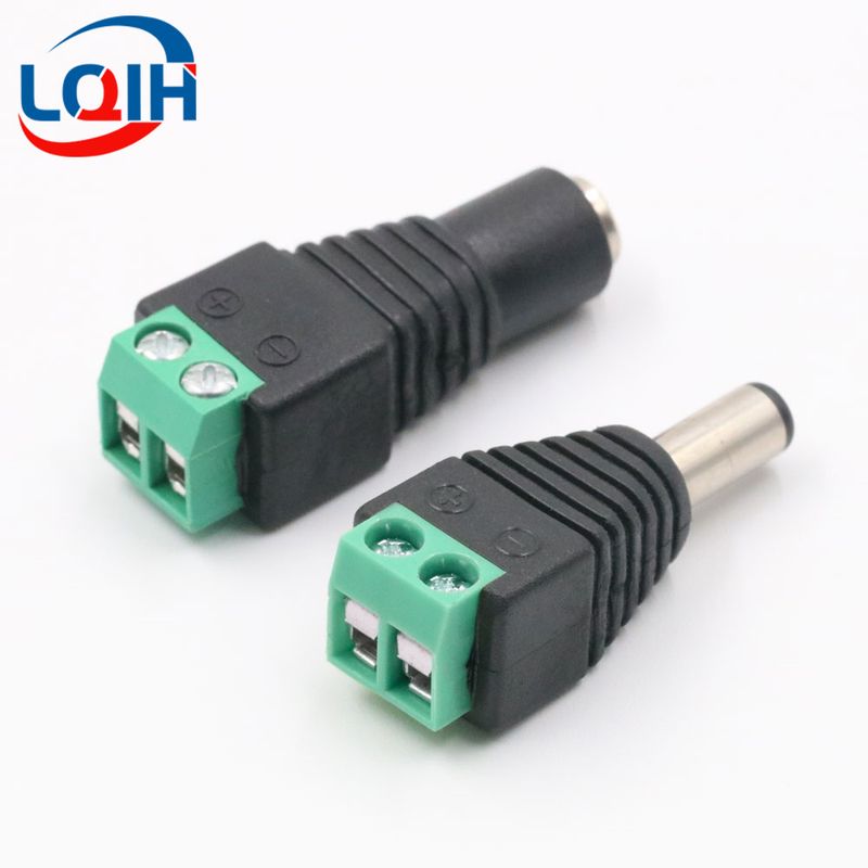 2-Pin DC Power Adapter Terminal 5.5mm X 2.1/2.5mm Male To Female Jack Connector Plug For LED Strip CCTV Camera_voghion.com