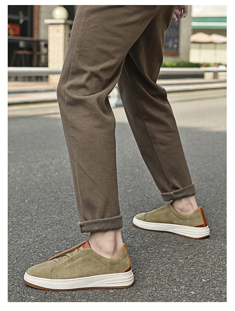 Anti-Samt-Leder Freizeitschuhe Herren Echtleder Deutsche Trainingsbrettschuhe Herren Retro Weiche Sohle Einpedal Faule Schuhe Tide_voghion.com