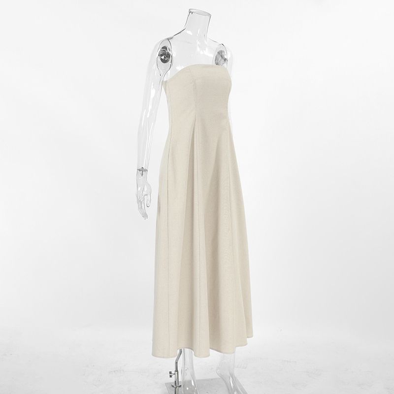 Abito lungo da donna con design semplice e personalità, aderente e a tubino, tinta unita_voghion.com