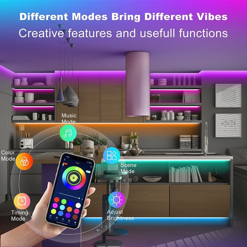 5050 RGB-LED-Lichtstreifen mit 24-Tasten-Fernbedienung und Bluetooth-App-Steuerung – 5 V flexible Farbwechsel-Lichtstreifen für die Heimdekoration_voghion.com