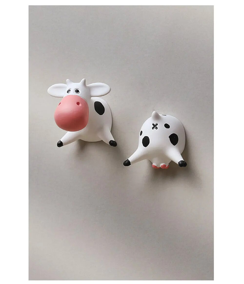 Pegatinas para refrigerador de vaca tumbadas boca abajo dibujos animados lindos imanes de resina tridimensionales 3D diseño artístico creativo Cocina_voghion.com