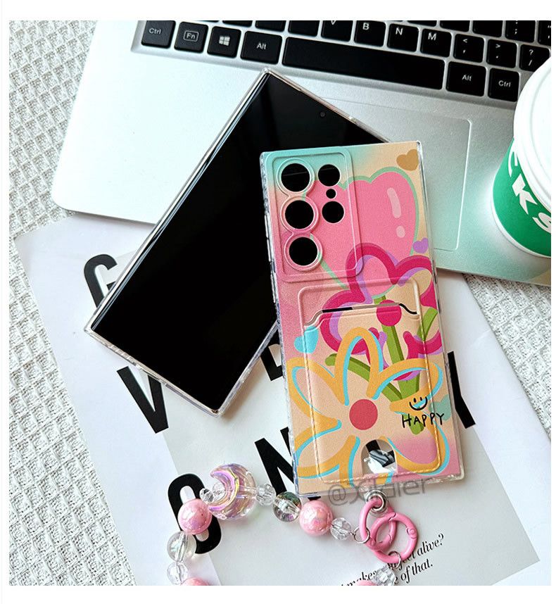 Applicable to Samsung S25 mobile phone case S23Plus flower love S22Ultra transparent card S21FE protective case_voghion.com