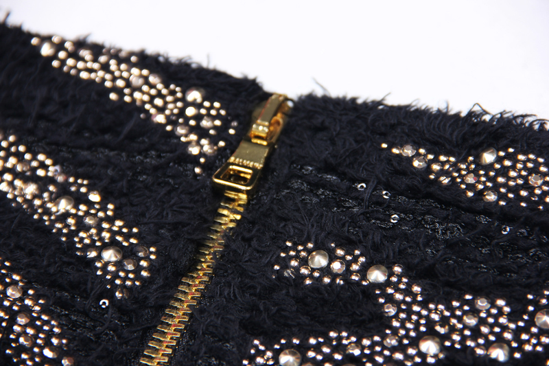Dammode internet kändis kvalitetsstickad het diamantjacka + kjol kostym_voghion.com