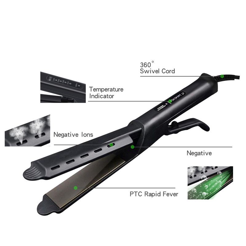 Dampfglätter mit Clip für glattes Haar, Mais-Clip-Spray, Haarpflege, Lockenstab mit negativen Ionen, gerader Lockenstab, doppelter Zweck_voghion.com