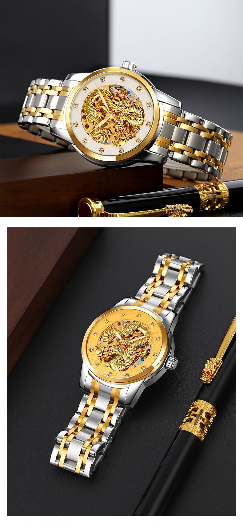 Fashion Hollowed-out Men's Mechanical Watch Automatic Movement Waterproof Steel Belt Business Mechanical Watch Men_voghion.com
