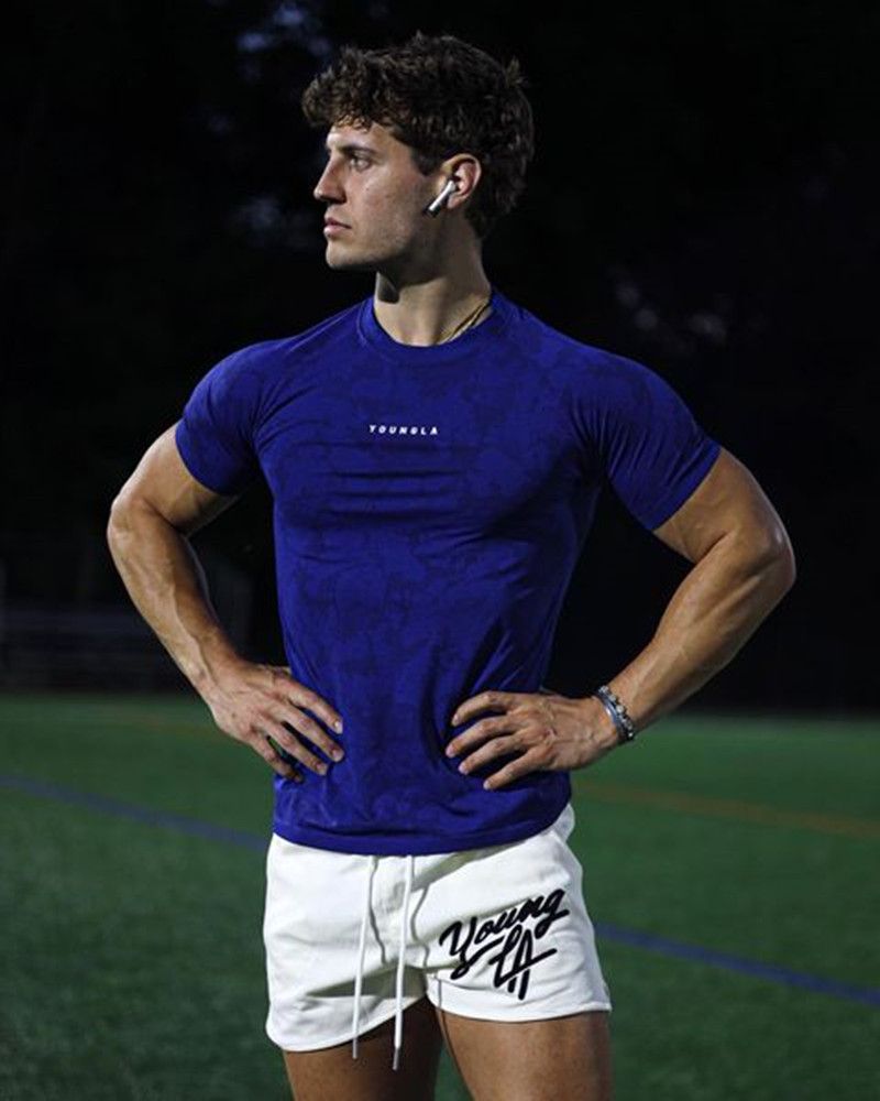 Men's Clothing Men's T Shirt Summer New Sports Fitness Tights Camouflage Quick Drying Breathable Stretch Short Sleeves Black_voghion.com