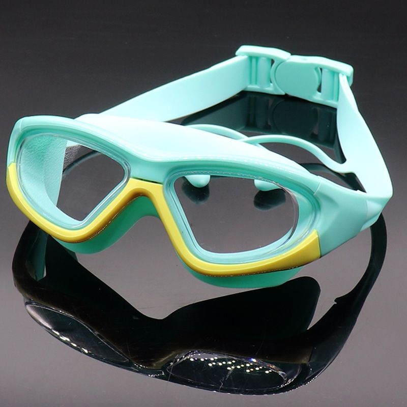 Gafas de natación antivaho con montura grande y tapones para los oídos para niños y niñas_voghion.com