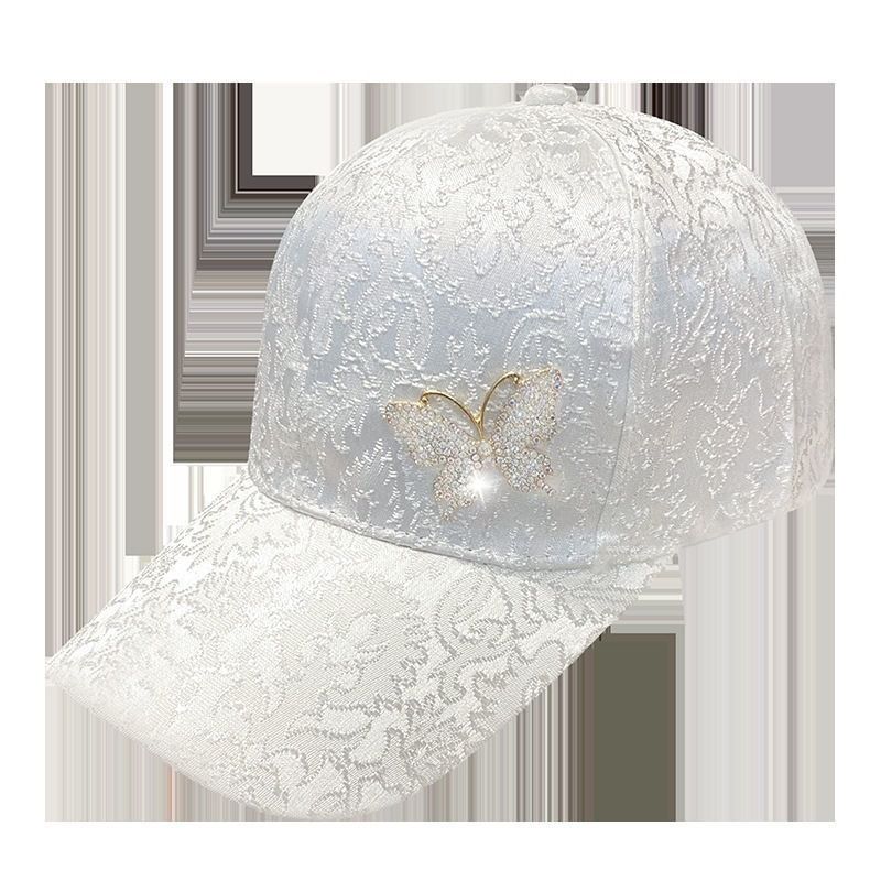 Γυναικείο καπέλο μπέιζμπολ Water Diamond Butterfly Gold Silk Cotton για Άνοιξη/Καλοκαίρι 2022, Αντηλιακό, Αναπνέον, Πάπια_voghion.com