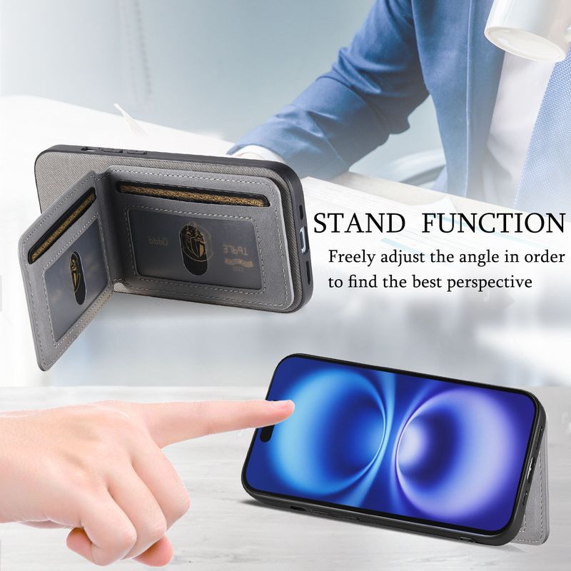 Custodia TechGlobe compatibile con iPhone 17 in similpelle, anti-magnetica, con porta carte RFID_voghion.com