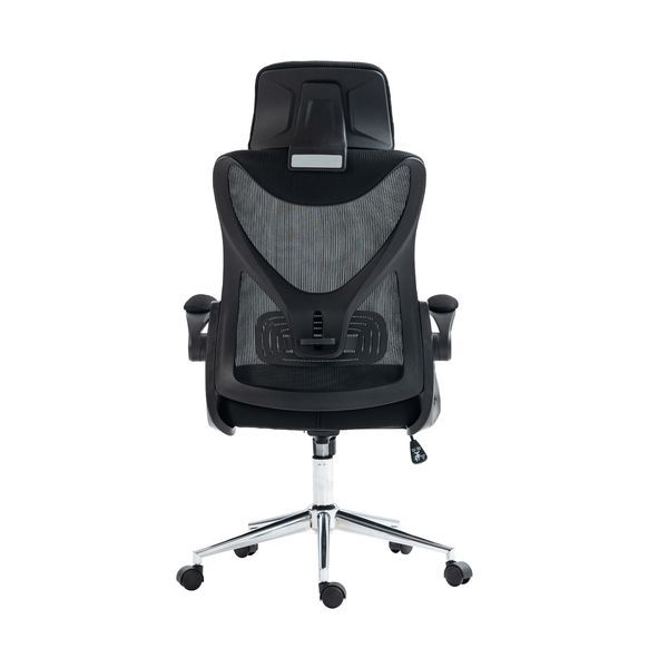 Techni Mobili Essential Ergonomic Office Chair With Headrest & Lumbar Support, Black_voghion.com