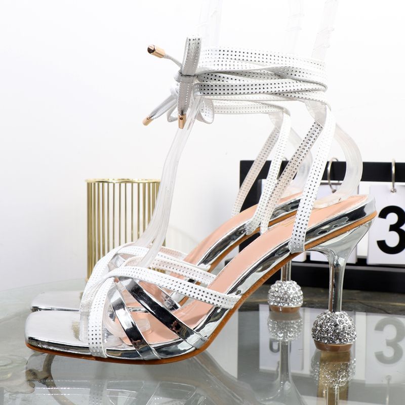 Cross Tie Roman 2023 Summer Open Toe Lace Up Slim Heel High Heels Sandals Fashion Banquet Women's Shoes_voghion.com