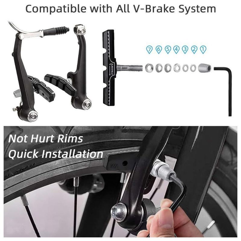 Lot de 2/4/8 plaquettes de frein en V pour vélo de montagne, système de freinage universel durable, accessoires de cyclisme en acier inoxydable_voghion.com