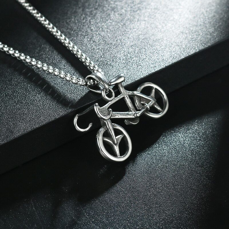 Fashion Trend Sier Color Bike Pendant Necklace for Men Trendy Rock Motorcycle Party Casual Jewelry Gift_voghion.com