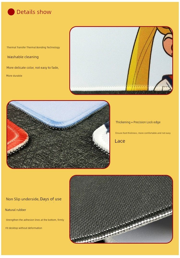Mouse pad lavável de desenho animado de menina de anime de tamanho pequeno_voghion.com