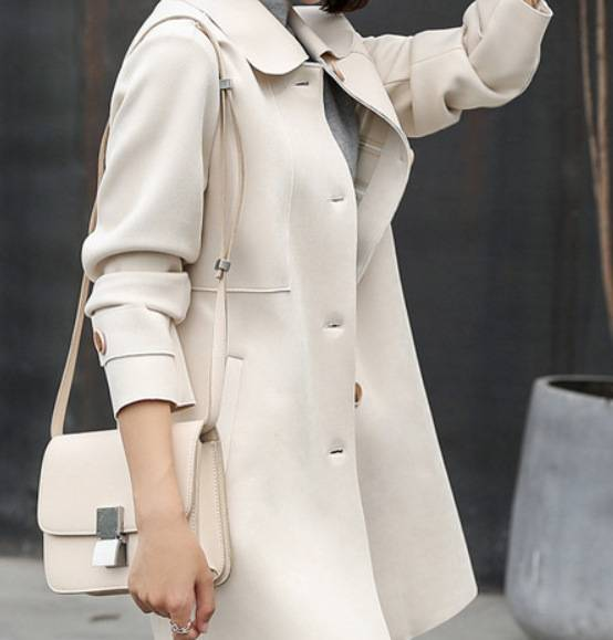 Abbigliamento donna Giacca a vento di media lunghezza 2023 autunno e inverno moda temperamento pendolarismo risvolto sottile monopetto giacca a vento di media lunghezza donna_voghion.com
