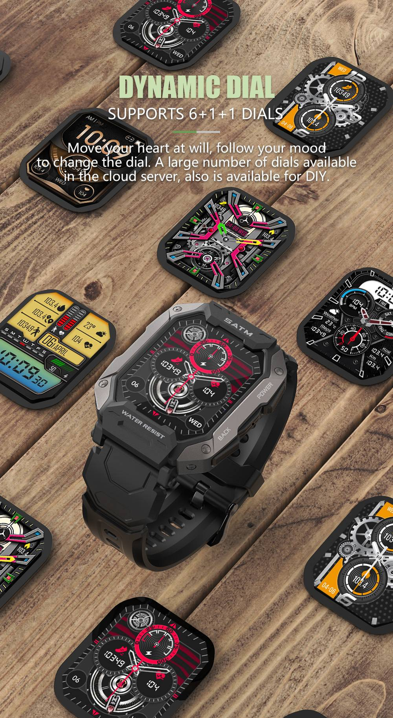 Byteuni Smart Health Watch, Fitness Activity Tracker with Heart Rate Blood Oxygen IP68 Waterproof 1.81 inch Screen Smart Watch for iOS&Android_voghion.com