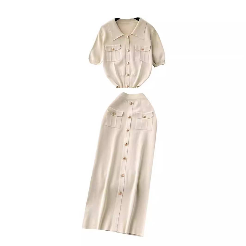 Dameskleding lente en herfst nieuwe zoete en zachte stijl trui rok twee stukken_voghion.com