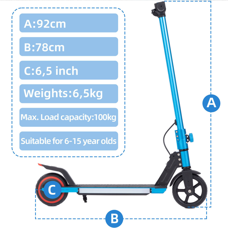 Vankel 6,5" elektrische kinderstep, opvouwbare e-step met 150W motor en 60Wh accu, veilige en compacte rit voor kinderen van 6 tot 14 jaar_voghion.com