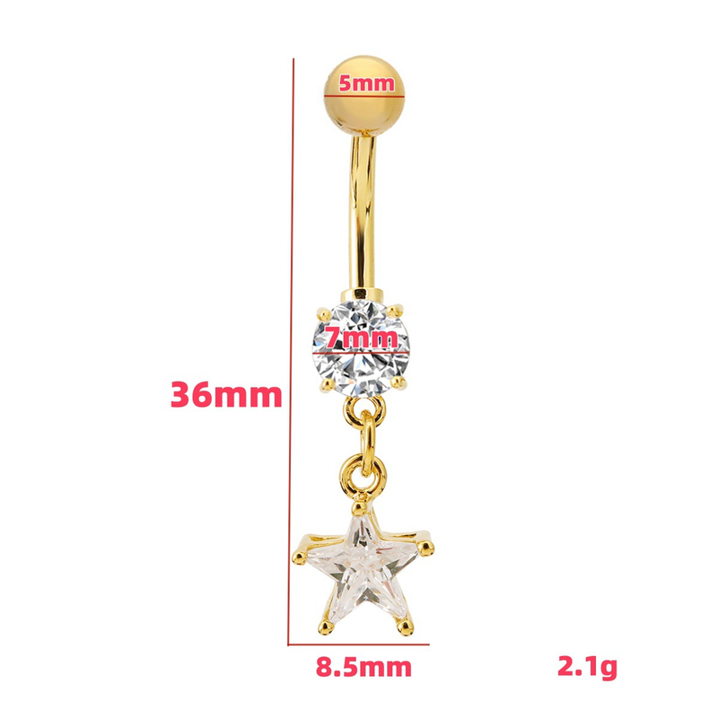 Piercing per ombelico a forma di stella marina a cinque punte - Gioielli per piercing in zircone_voghion.com