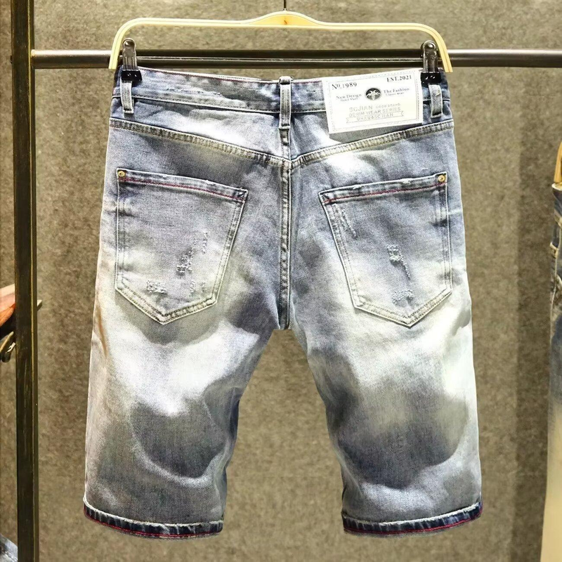 Kirin Trend Loose Fit Jeansshorts für Herren – Distressed Washed Casual Cargo Shorts mit Taschen, Sommer-Streetwear (Größen 28–36)_voghion.com