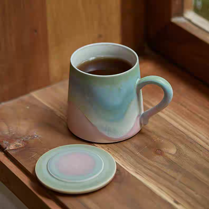Tazza Xiangshang, tazza in ceramica squisita e artistica per donne, colore sottosmalto Jingdezhen, regalo ideale_voghion.com