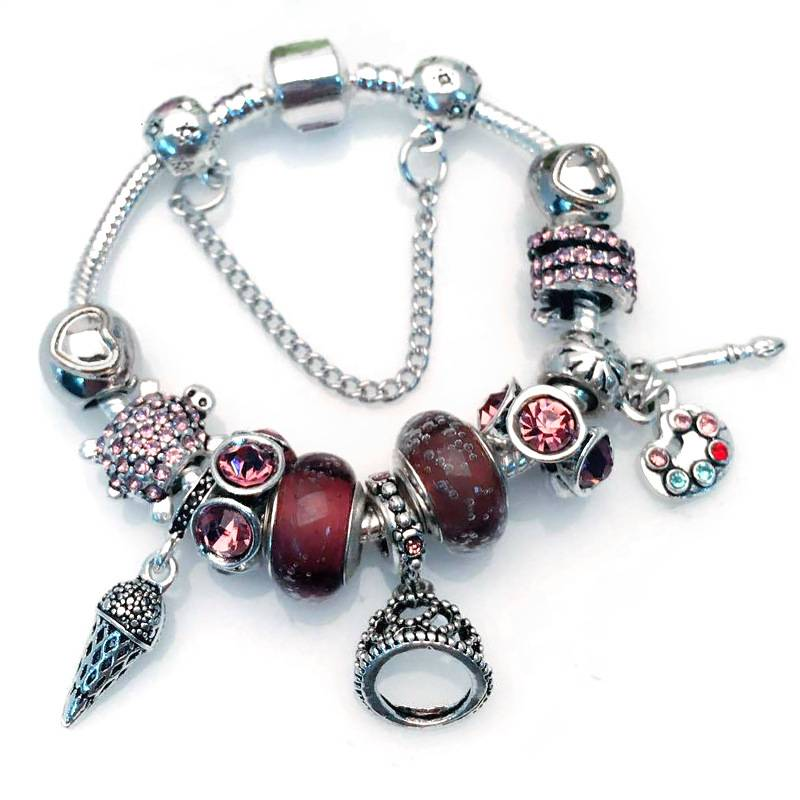 Kit fai da te per bracciale con perline Royal Crown - Ciondolo tartaruga viola e perline in lega per donne e uomini, materiali unisex per la creazione di gioielli fatti a mano_voghion.com